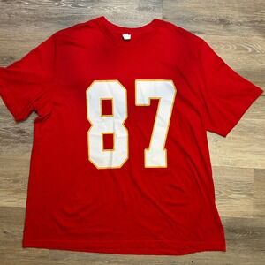 Travis Kelce 87 Kansas City Football Fan T-Shirt Red Mens 3XL